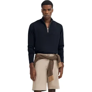 bugatti Herren Troyer Strickpullover Stehkragen kurzer Reißverschluss Regular Fit