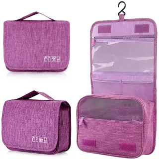 AiQInu Kulturbeutel zum Aufhängen, Kulturtasche Unisex Faltbare Waschtasche Kosmetiktasche Reisezubehör mit Haken für Damen und Herren