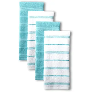 KitchenAid Albany Küchenhandtuch-Set, Baumwolle Polyester, Aqua, Set of 4, 4