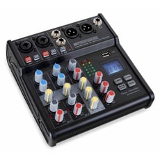 Pronomic B-403 Mini-Mixer mit Bluetooth und USB-Recording - Kompakter 4-Kanal Mixer - 2 Kanäle mit Combobuchsen, Phantomspeisung und Hi-Z Schalter - USB-Port - Main-Ausgänge im XLR-Format - Schwarz