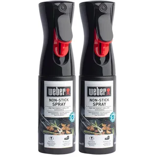 Weber Non-Stick Spray 200ml, Antifhaftspray für Grillrost, Nebelspray mit großem Sprühbereich, 100% auf natürlichen Inhaltsstoffen, zum Einfetten des Grillrostes (17685) (Packung mit 2)