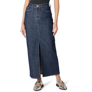 The Drop Damen Rylie Maxi Jeansrock mit Schlitz vorne, Dunkles Indigo, L
