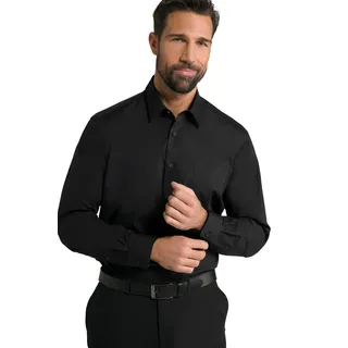 JP 1880 Herren Hemd, Business, Bügelfrei, Kentkragen, Langarm, Comfort Fit, Bis 8xl, Schwarz, 4XL Tall EU