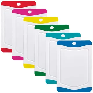 Rosenstein & Söhne Schneidbrett: 6er-Set Schneidebretter in 6 Farben, antibakteriell, je 20 x 15 cm (Frühstücksbrettchen antibakteriell, Frühstücksbrettchen Set, Farbe)