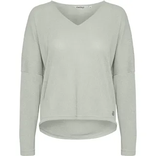 Strickpullover OXMO "Strick-V-Pullover OXKatla", Damen, Gr. XXL, grau (aqua gray), Obermaterial: 58% Viskose LENZING ECOVERO CV LenzEcov. 42% Polyester PES., Pullover Strickpullover
