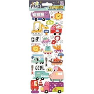 Craft Planet bunte Aufkleber – Happy Transport sind das ideale Verzierungszubehör für Scrapbooking und zum Basteln von Büchern,Geschenken Produkten, Multi, CPT 805303