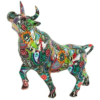 Romimex Dekofigur, mehrfarbig, Kunstharz, Stier, 30 x 31 x 12 cm