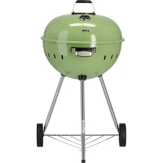 Runder Holzkohlegrill, Kugelgrill 54cm mit Thermometer, grün - Grün