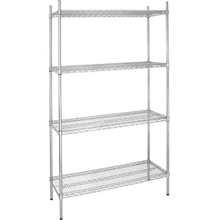 Vogue 4-stöckiges Drahtregal-Set 915 x 460 mm, verzinktes Zink, maximale Belastung: 220 kg, Größe: 1853 (H) x 915 (B) x 460 (T) mm, flach verpackte Drahtregale, L927