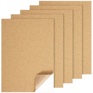 5 Stück Korkplatte Selbstklebend, 21x30cm Pinnwand Kork Rechteckig Korkplatten Selbstklebend 1 mm DIY Rechteck Korkmatte für Wand Tischdekoration Untersetzer Foto und Bastelarbeiten