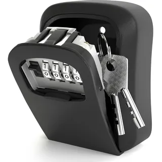 DIYGEEK Schlüsselsafe mit Code, Schlüsseltresor Außen, Schlüsseltresor mit Zahlencode, Wandmontage Schlüsselbox für Ersatz Hau Schlüssel, Garagen, Schule, Büro Grau und Schwarz