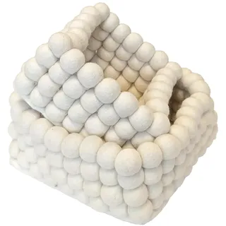 2er Set Aufbewahrungskorb aus Filz, eckige Körbe handgemacht, fairer Handel, nachhaltige Deko aus Filz, Stapelbar, Organizer, Mehrzweck-Organisation Behälter für Kinderzimmer Wohnzimmer Bad, weiß