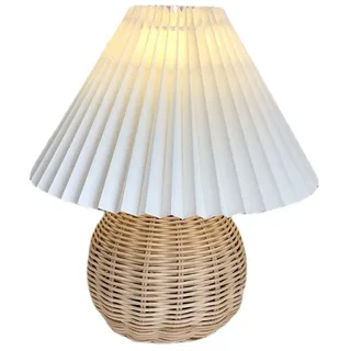 Tyenaza Kleine Plissierte Tischlampe Rattan