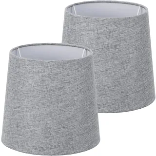 Navaris 2x Lampenschirm aus Leinen - 2er Pack E14 Lampen Schirm für Tischlampe oder Stehlampe - 2 Ersatz Lampenschirme klein - Außen Grau/Innen Weiß