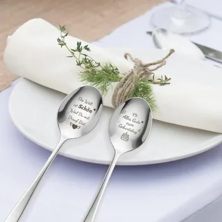 Löffel, Geburtstagsgeschenk für Frauen, 2er Kaffeelöffel mit Gravur Alles Gute zum Geburtstag, Edelstahl Löffel Geschenke für Frau Freundin Mama Schwester Tochter, Dessertlöffel Mit Geschenkbox