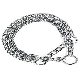 TRIXIE Zug-Stopp-Kettenhalsband Größe L–XL: Halsumfang 55 cm/2,5 mm in silber - stabiles Kettenhalsband 3-reihig für große bis sehr große Hunde, verchromt, leicht zu reinigen, 2267