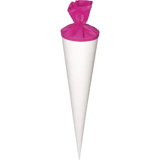Heyda 204869950 Schultüten-Rohlinge mit Filzverschluss Geschwistertüte (Höhe 35 cm, Durchmesser 11 cm, Karton, 380g/m2) weiß-pink