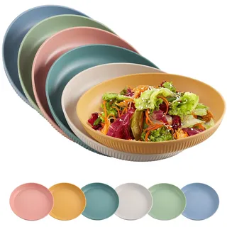 FUNYKICH 6x 23CM Speiseteller Set, Leicht Camping Teller aus Kunststoff, unzerbrechlich & mehrweg & mikrowellengeeignet & Spülmaschinenfest, Essteller, Picknickteller [BPA-FREI]