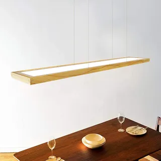 ZMH LED Pendelleuchte Esstisch Dimmbar mit Fernbedienung Holz Hängeleuchte rustikal höhenverstellbar 40W für Esszimmer Arbeitszimmer Wohnzimmer Küche - Braun
