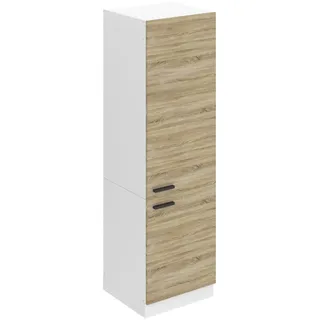 Belini Kühlschrank Schrank Hochschrank Küche SSL. 60 cm Breite und 204 cm Höhe. Einbauschrank für Kühlschrank mit 2 Türen,  Sonoma-Eiche - Beige