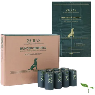 ZURAS® 100% Biologisch abbaubare Hundekotbeutel auf pflanzlicher Basis, 315 Kotbeutel, 21 Rollen, 20μm extra dick, reißfest und wasserdicht, DIN EN 13432, kompostierbar