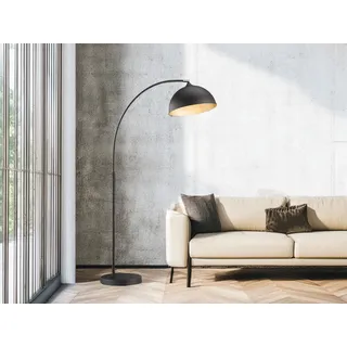 Stehlampe Vintage - große Design Bogenlampe mit Lampenschirm Metall Schwarz Gold - Schwarz
