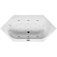 RIHO Kansas Sechseck-Badewanne, mit Bliss-System, 2-Sitzer, 190x90x48,5cm, 180 Liter, weiß, B035004005, Ausführung: Version rechts