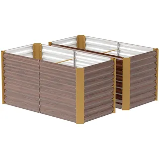 Modfu Blumenkasten aus Stahl 120x60x60 cm in Braun mit offenem Boden , Metall , 60x60x120 cm , Dekoration, Blumen & Blumentöpfe, Übertöpfe