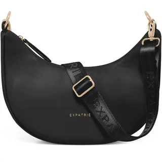 Expatrié Umhängetasche Damen Schwarz - Lea Small - Half Moon Bag Schultertasche - Crossbody Bag im Halbmond Design - Halbrunde Handtasche aus Veganem Leder - Wasserabweisend