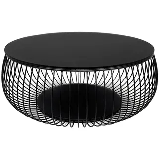 SalesFever Couchtisch Coffeetable Schwarz Glas Metall 86 x 35 cm