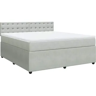 vidaXL Boxspringbett mit Matratze Hellgrau 180x200 cm Samt - Grau