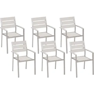 Beliani Gartenstuhl Kunststoff weiß/silber 6er Set