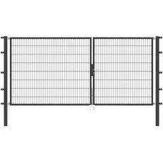 Bild Alberts Zaundoppeltür, 350 cm Breite, in versch. Höhen, grau