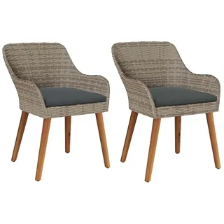 vidaXL Gartenstuhl 55 x 62,5 x 82 cm schwarz 2 St.