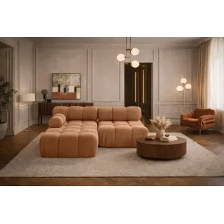 kaiser möbel Ecksofa L-Form Mini II Veloursstoff 2-Sitzer Dunkelbeige