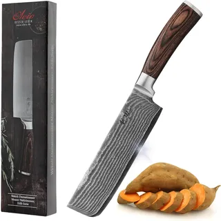 Wakoli EDIB Nakiri Messer aus echtem Damaststahl (VG10 Kern) mit 17,5 cm Klinge – Scharf, präzise & ergonomisch – Damastmesser mit Pakkaholzgriff in Geschenkbox – Küchenmesser für Julienne & Brunoise