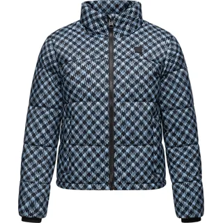 Winterjacke RAGWEAR "Winterjacke Serah Print", Damen, Gr. 3XL, blau (cloud), Obermaterial: 100% Polyester PES.  Obermaterial: Futter: 100% Polyester PES. 100% Polyester PES., gerade hüftlang, hoch geschlossener Ausschnitt, Ärmel ohne Ärmelschlitz Rippstrickbündchen, Jacken Winterjacke, wasserdichte Winter Steppjacke mit Hahnentritt Muster