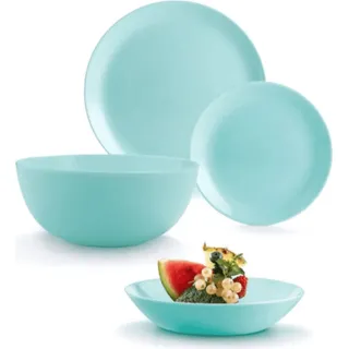 Geschirrset Diwali Light Turquoise 19 Stück von Luminarc Essteller Suppenteller Schüssel - Blau