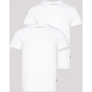 T-Shirt CAMP DAVID, Herren, Gr. M, weiß (opticweiß), Single Jersey, Obermaterial: 100% Baumwolle, unifarben, gerade hüftbedeckend, Rundhals, Shirts T-Shirt, im 2er Pack mit Rundhals
