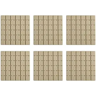 MSV Premium Duschmatte Badematte Badewanneneinlage Anti Rutsch Pads - 6 Stück - antibakteriell rutschfest mit Saugnäpfen - Beige - ca. 13 x 13 cm - duftet nach Rosen - waschbar bei 60° Grad