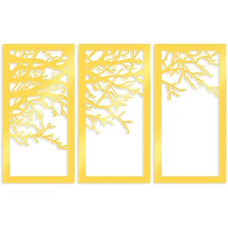 Wallity Elegantes, dekoratives Wandaccessoire aus Metall (3-teilig), Gold, 36 x 70 cm | Robustes 1,5 mm Metallgehäuse | Ideal für moderne Wohnräume