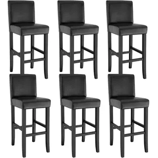 tectake Barhocker 6er Set Kunstleder, Sitzhöhe 76 cm, antikbraun , Schwarz , Leder , 40x107x41 cm , Esszimmer, Barmöbel, Barhocker