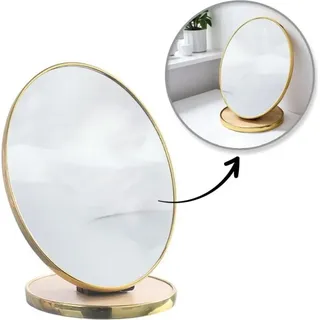 ECARLA Stand-Kosmetikspiegel aus Holz, oval, Goldrahmen L18 - Gold