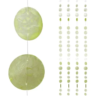 Relaxdays Capiz Girlande 4er Set, für Fenster, Balkon, Tür, Muschelplättchen Vorhang, Dekoketten 180 cm, Stern, hellgrün