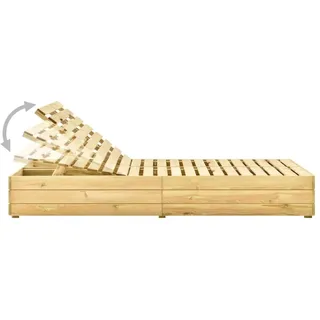 vidaXL Doppel-Sonnenliege mit Schwarzen Auflagen Kiefer Imprägniert - Schwarz