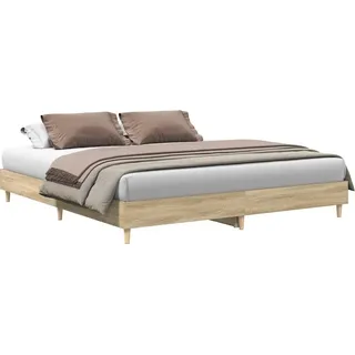 vidaXL Bettgestell ohne Matratze Sonoma-Eiche 200x200 cm Holzwerkstoff - Braun
