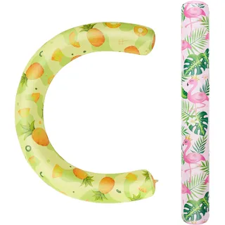 WERNNSAI Aufblasbares Schwimmnudel-Set – 2 Stück Pool-Nudeln für Erwachsene, Poolnudel, Rosa, Gelb, gebogen, Schwimmbad-Schwimmer für Sommer, Urlaub, Meer, Strand, See, Party (Flaming & Ananas)