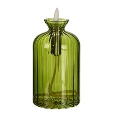 Leuchtobj. Glas Rille ca13,5cm, grün