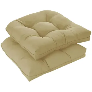 downluxe Outdoor-Stuhlkissen für Terrassenmöbel, wasserdicht, getuftet, überfüllt, Terrassenmöbelkissen, Memory-Schaum, Outdoor-Sitzkissen, 48,3 x 48,3 x 12,7 cm, Khaki, 2 Stück