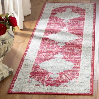 SAFAVIEH Boho Teppich für Wohnzimmer, Esszimmer, Schlafzimmer - Montage Collection, Kurzer Flor, Rose und Grau, 69 X 244 cm